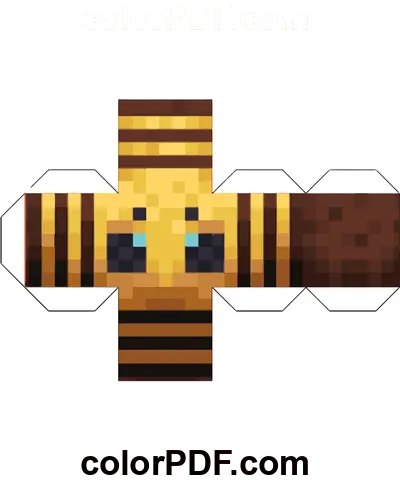 Bee Minecraft Cube Papirhåndverk fargelegge