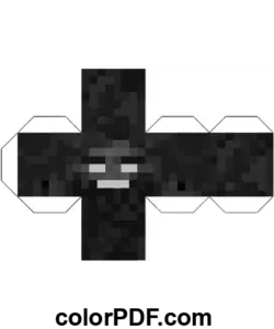 Wither Minecraft Kube Papirhåndverk fargelegge