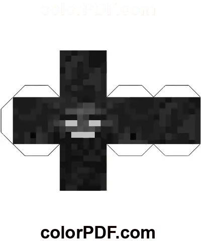 Wither Minecraft Kube Papirhåndverk fargelegge