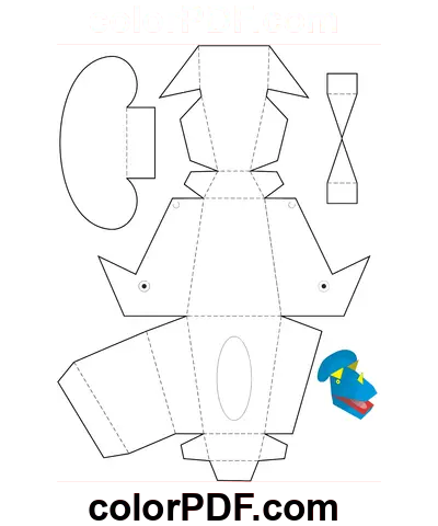 Triceratops dinosaur papirdukke fargelegge