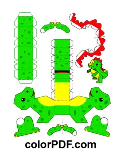 Tegneserie Dinosaur Papirhåndverk fargelegge