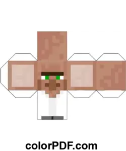 Villager Minecraft Cube Papirhåndværk farvelægning side