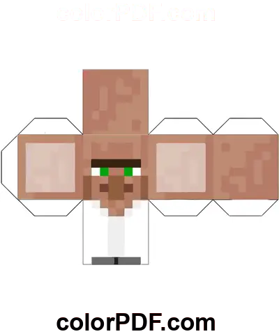 Villager Minecraft Cube Papirhåndværk farvelægning side