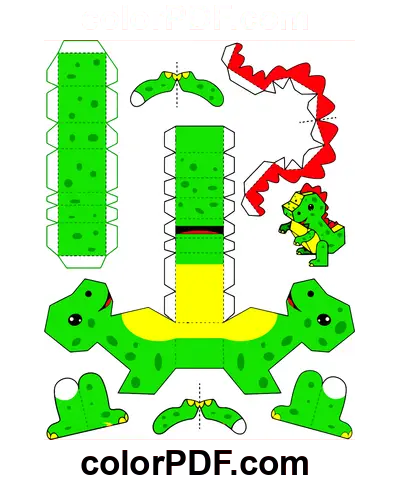 Tegneserie Dinosaur Papirhåndværk farvelægning side