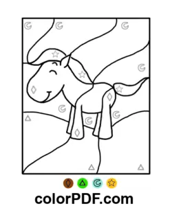 Pony kleur op symbool kleurplaat