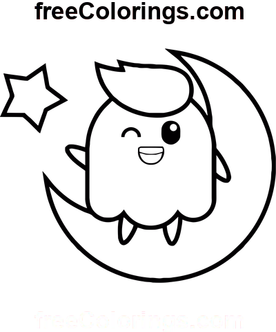 Siedząca ikona emoji Ducha Półksiężyca kolorowanka