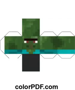 zombie byager, minecraft, kub, pappershantverk målarbok