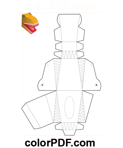 Tyrannosaurus Rex Dinosaurie Pappersdocka målarbok