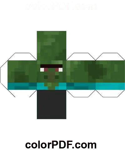 zombie vesničan Minecraft kostka papírové modely omalovánka