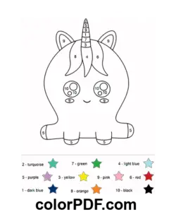 Couleur du chat licorne par numéros coloriage