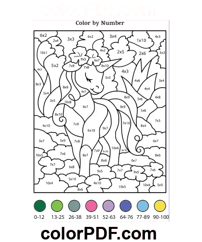 Loevly Unicorn Culoare după număr pagina de colorat