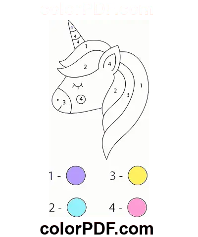 Cute Unicorn Culoare de numere pagina de colorat