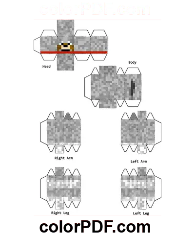 Wolf Minecraft Skin Paper Craft pagina de colorat