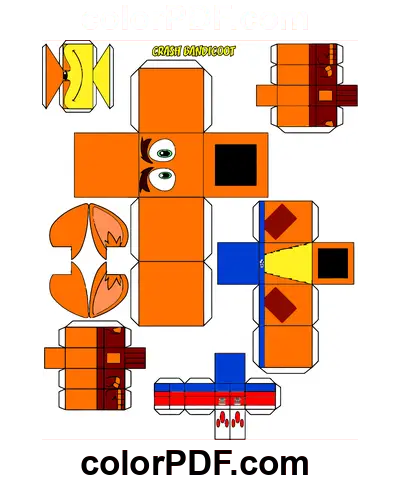 Papercraft Crash Bandicoot pagina de colorat