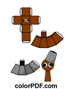 Brown Brud Sprunki Papercraft pagina de colorat