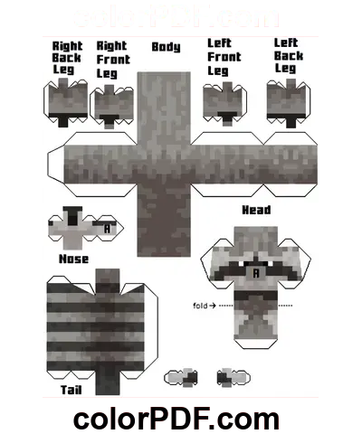 Енот Майнкрафт Бумажная Поделка раскраска
