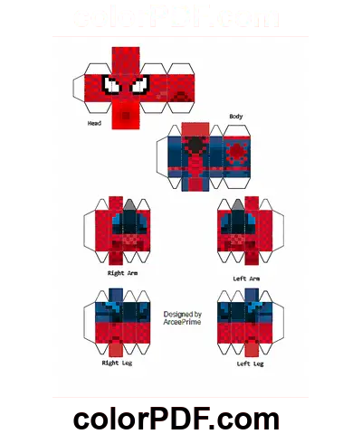 Человек-паук Майнкрафт Скин Бумажная Поделка раскраска