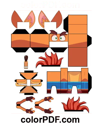 Crash Bandicoot Papercraft раскраска