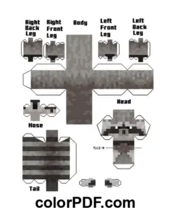 Rakun Minecraft Kağıt El İşi boyama sayfası