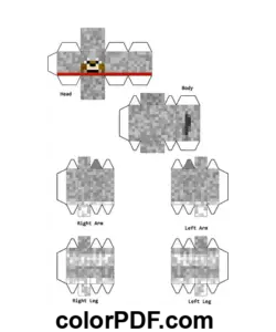 Kurt Minecraft Derisi Kağıt El İşi boyama sayfası