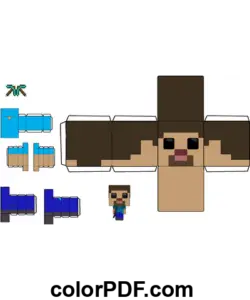 Minecraft od papira Steve Funko Pop stranica za bojanje