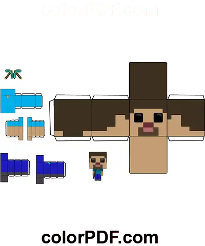 Minecraft od papira Steve Funko Pop stranica za bojanje