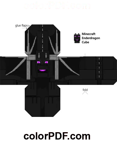 Enderdragon Cube Papercraft страница за оцветяване