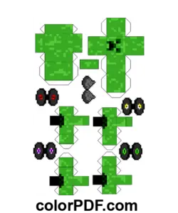 Creeper Minecraft -paperit värityssivu